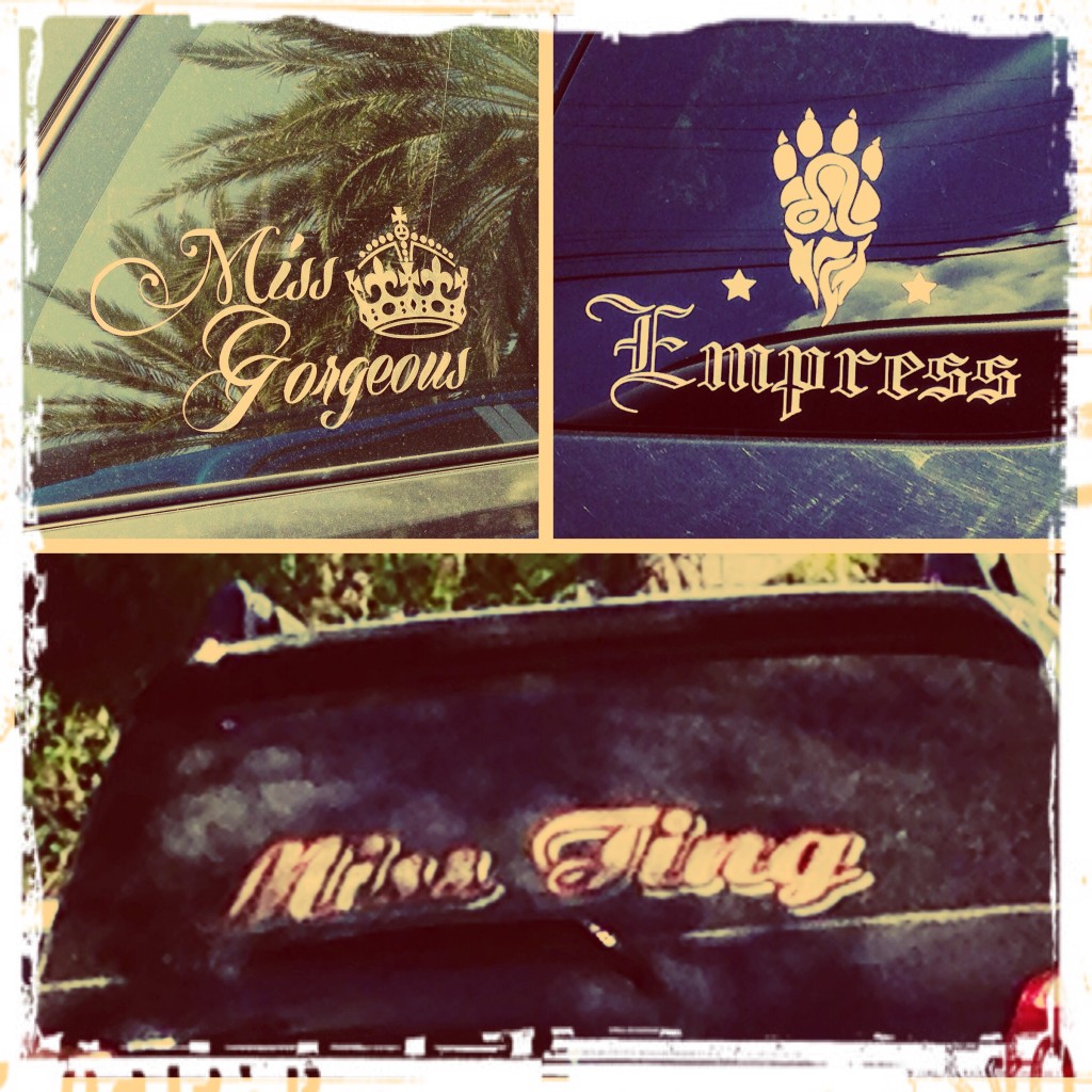 "Miss Gorgeous"; "Empress"; "Miss Ting"