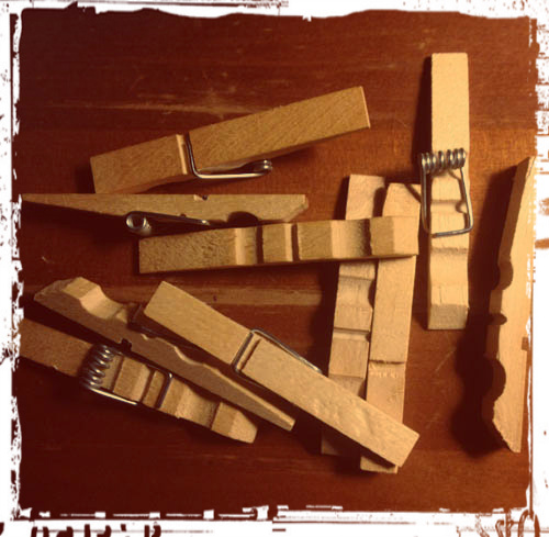 24 hours worth of broken clothespins that fall apart of if you look at them funny