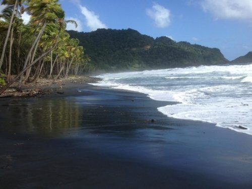 black sand beach Dominica