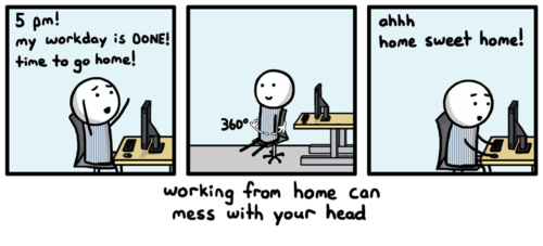 working from home cartoon