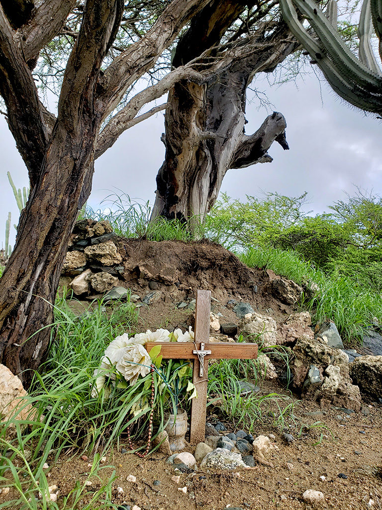 A cross near the Frenchman's Pass in Aruba Caribbean ghost stories Halloween